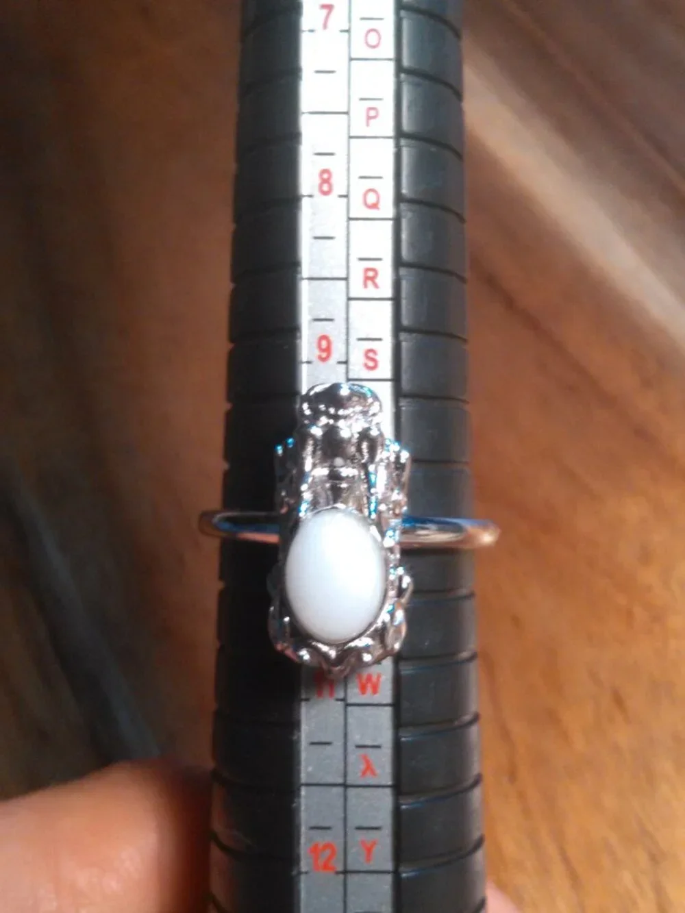 Natural White Jade Sterling Silver Dragon Ring (Size 10)